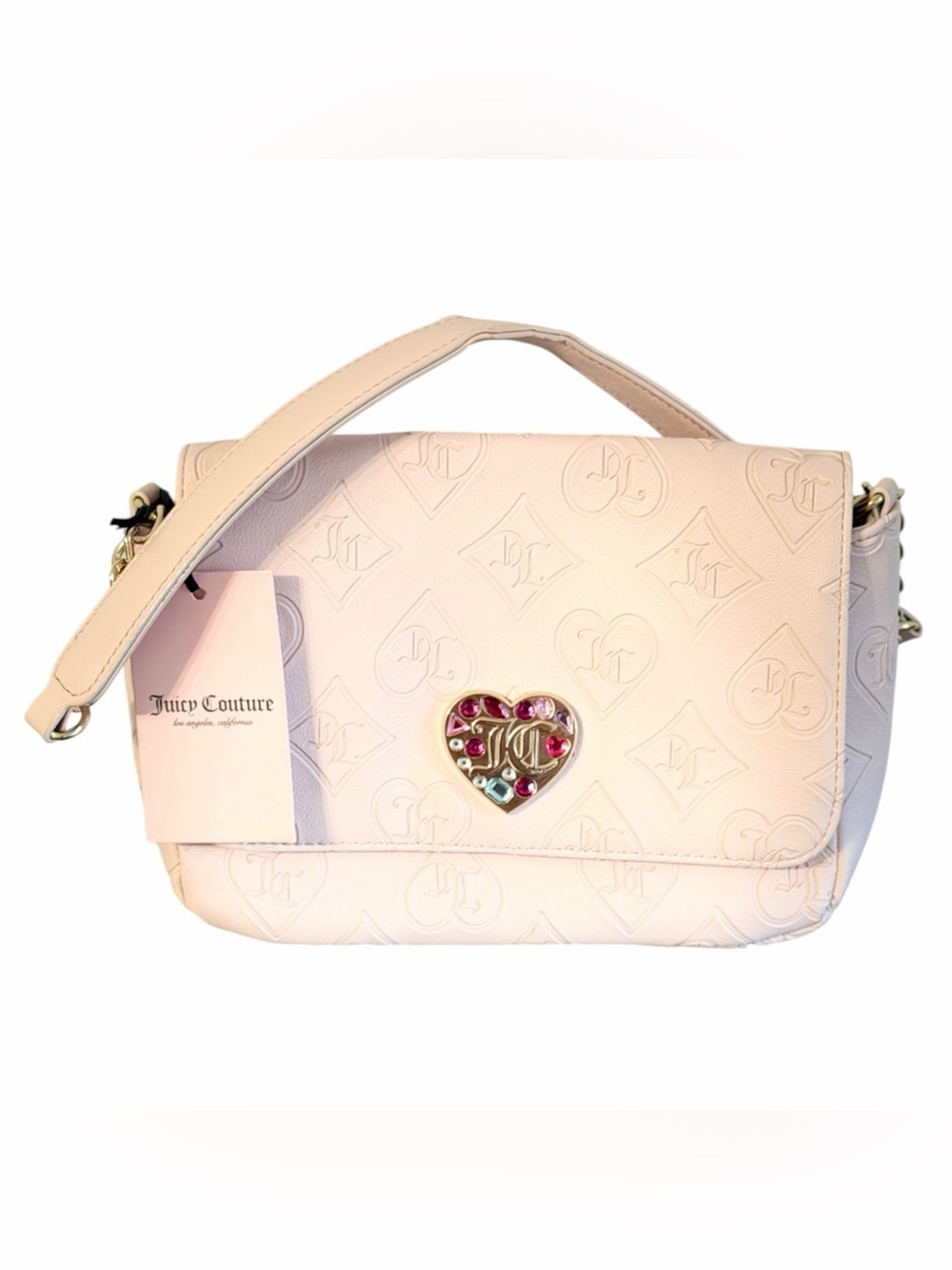 Juicy Couture Light Pink Embossed Heart Shoulder Bag